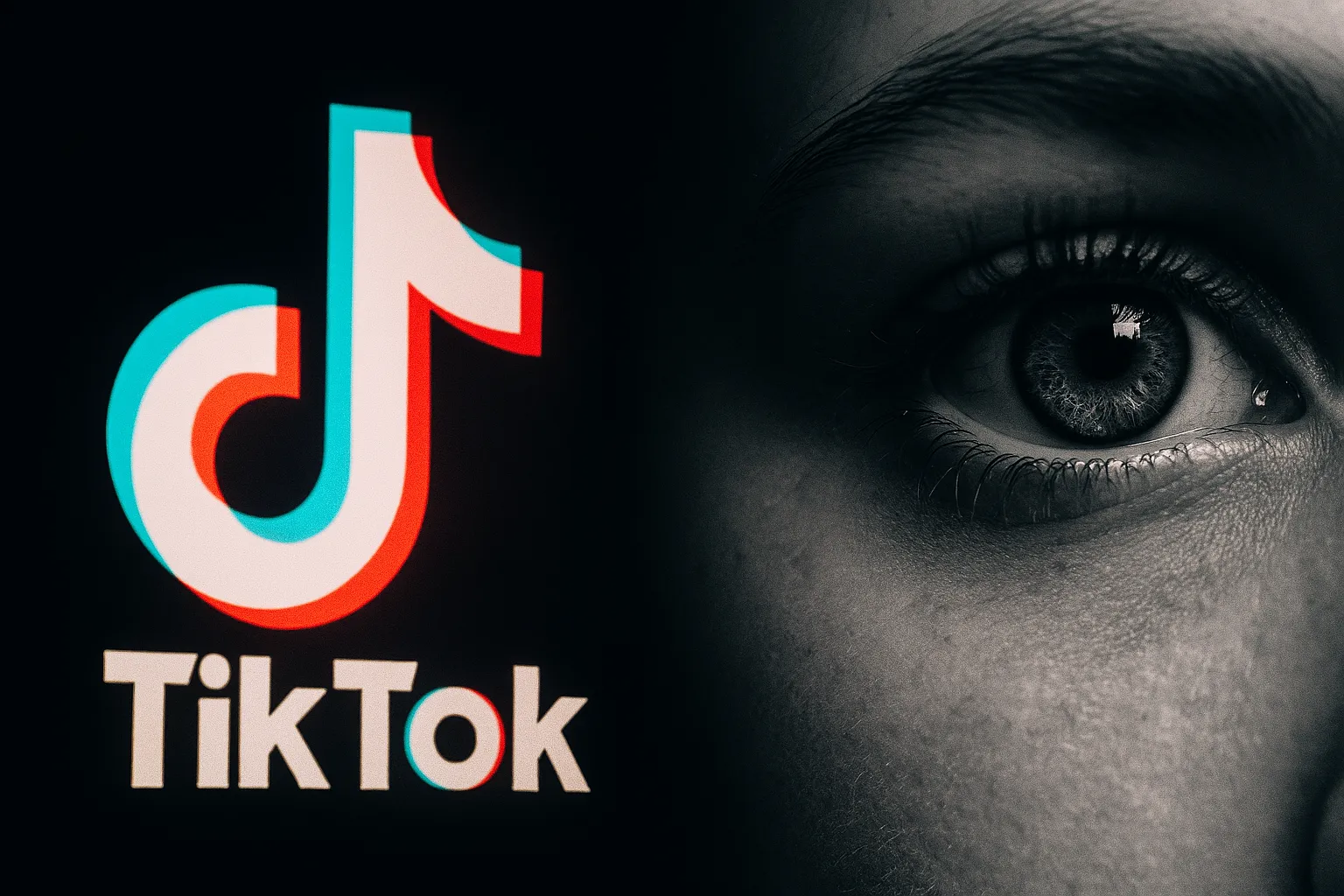 📱 7 razones por las que TikTok no es un problema de protección de datos, sino de atención 11 Logotipo de TikTok junto a un ojo humano que simboliza la atención - espejo digital sin texto